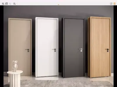 door Modern Wooden Interior Door with Furniture architectural 3D model order