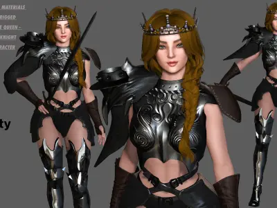 AAA 3D FANTASY FEMALE WARRIOR -REALISTIC RIGGED GAME CHARACTER