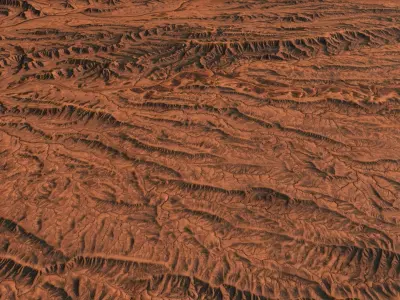 Mars Planet Landscape Desert Terrain Valley 10x10km PBR 03 Low-poly 3D model