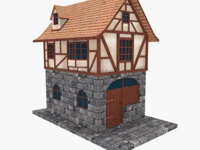 Medieval Building  Townhouse Low-poly 3D model