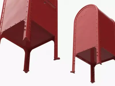 Street Mail Box Red 3D model