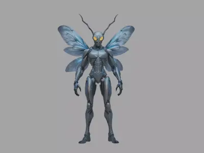 Biomech Insect Warrior Armor Low-poly 3D model