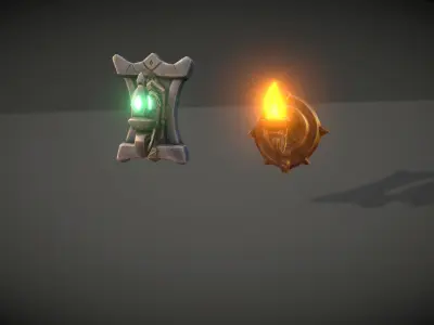 Cartoon Sconce Pack Low-poly 3D model