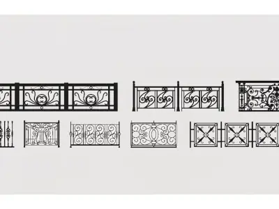 Wrought iron railings 3D model