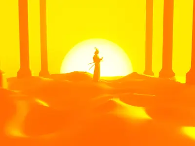 Sci-Fi Rising Sun Samurai scene  3D model