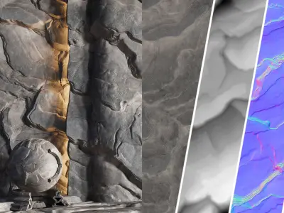 H105 Rock Cliff - PBR - 4K - Seamless - SBSAR Texture