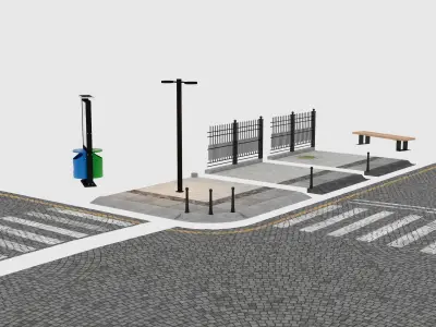 Crossroads 01 Low-poly 3D model