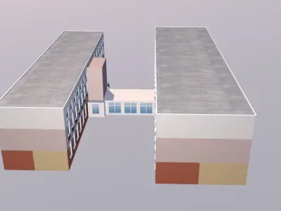 School building on cloudy day 3D model