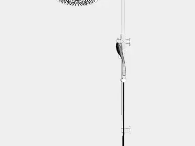 Shower set black for wall installatio 3D model