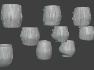 Cartoon Face Holder Set 9 Funny Pen Pot and Planter 3D print model