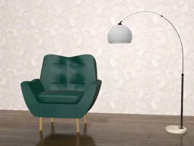 armchair and floor lamp 3D model