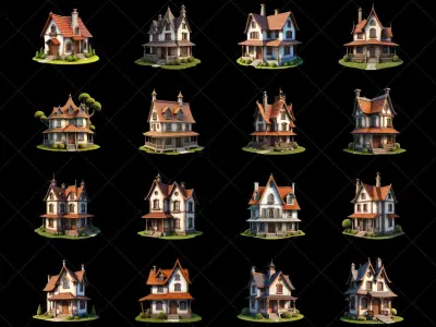 72 Fantasy House Home 2D Game Asset Texture