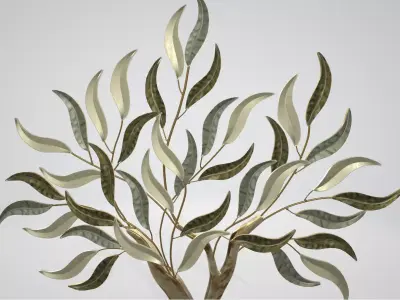 Morning Mist Sage and Gold Tree Exclusive Metal Wall Art Low-poly 3D model