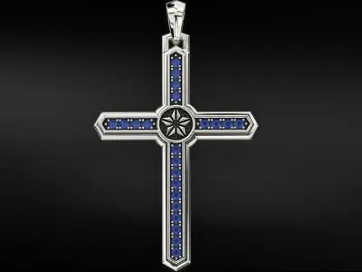 Light cross with diamonds and a star 732 3D print model