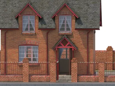 Small brick house Low-poly 3D model