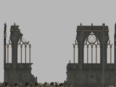 Shrine of the Aquila Ruin Backdrop Set Low-poly 3D model