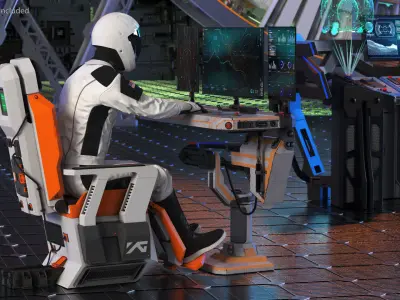 Astronaut at a Sci-Fi Computer 3D model
