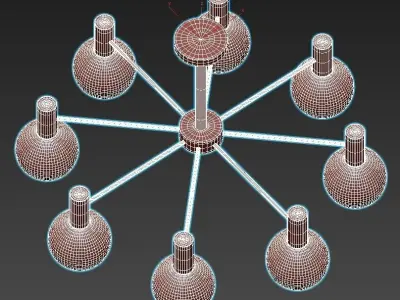 Tiara Tiara modern chandelier with six glass globes 3D model
