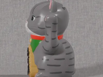 Lucky Cat Money Bank Low-poly 3D model