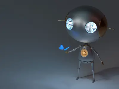 Cute Robot Low-poly 3D model