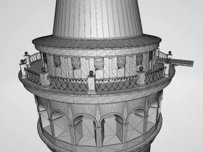 Galata Tower Historical Building 3D model