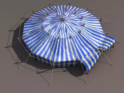 Blue Circus Tent Low-poly 3D model