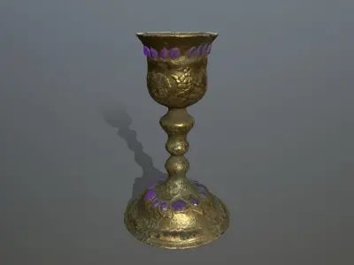 Chalice 1 gold vase with paint Low-poly 3D model