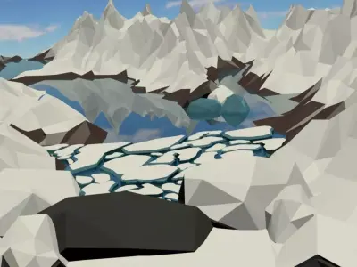 Low Poly Snowy Mountain Low-poly 3D model