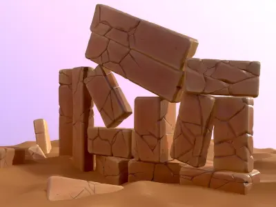 Stylized Cartoon Rock Sand Pack Low-poly 3D model