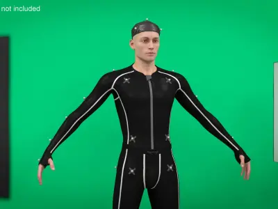  Studio Mocap Suit on Male Actor Black 
