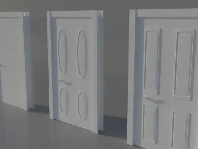 White  3 Door 3D model Low-poly 3D model