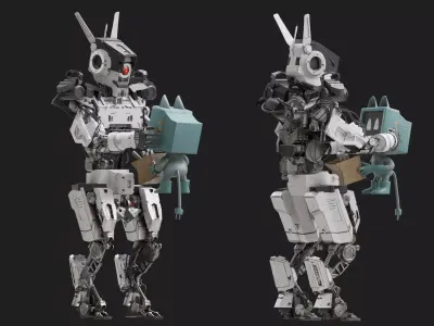 Robot two robots Low-poly 3D model