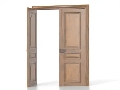 Antique Wooden Double Door Low-poly 3D model