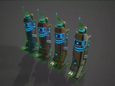 Sci-Fi Building-01 Low-poly 3D model