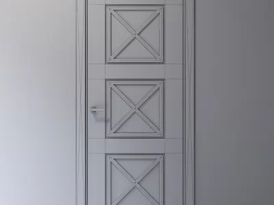 White interior door with Art Deco style mirror inserts 3D model