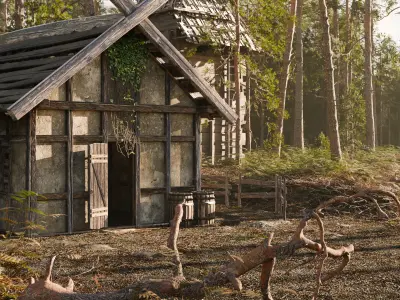 Pine Forest Realistic Scene 3D model