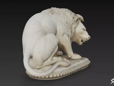 Lion Statue V18 Low-poly 3D model