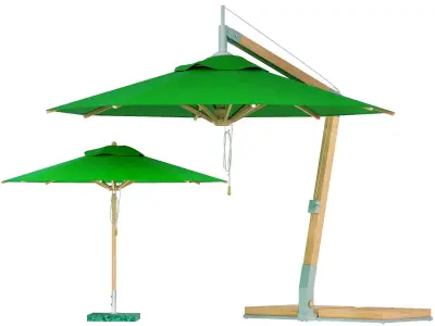green levante bamboo umbrella from bambrella 3D model