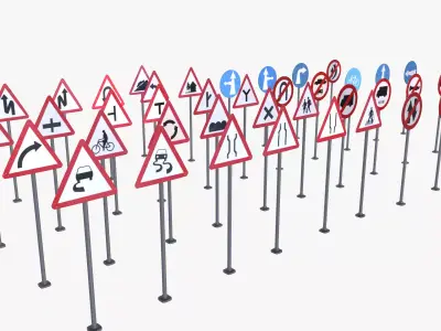 Road Sign Full Pack Low-poly 3D model