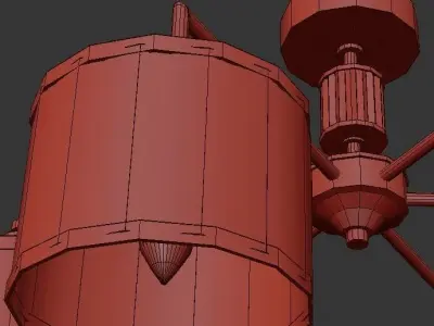 Laurent gold and chandelier with six drum shades 3D model