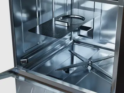 Dishwasher stainless steel with glass door 3D model