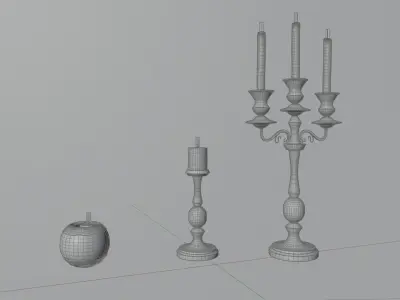 candlestick three candlesticks and candle Free 3D model