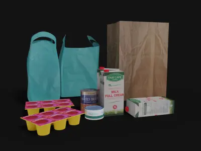 supermarket shop store builder 3D kitbash elements 3D model