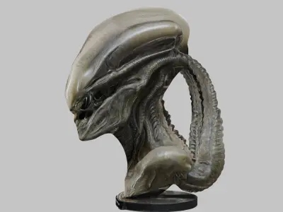 Fantasy HR Giger Insipred  Grey Alien Head Bust Low-poly 3D model