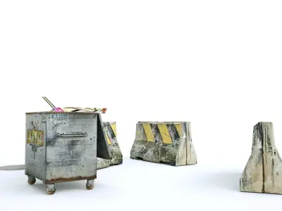 Street object set pack 3d model Low-poly 3D model