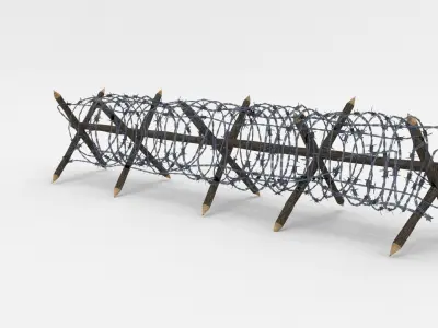 Low Poly Barb Wire Obstacle Low-poly 3D model
