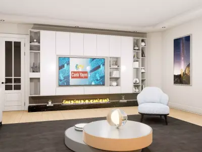 living room Low-poly 3D model 13