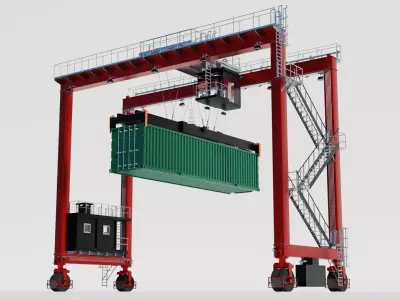 Rubber Tyred Gantry Crane - Harbour crane 3D model