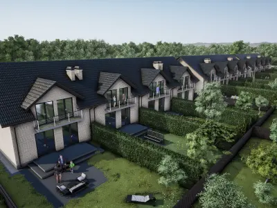  Suburban houses  4 types 3D model
