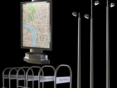Exterior set billboard with map 3D model